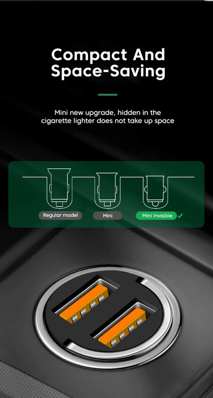 200W Dual USB Car Charger Pull Ring Fast Charging Car Phone Charger Adapter For Xiaomi Samsung Mini Car Charger