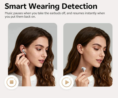 QCY BH25HT19A MeloBuds N60 Hybrid ANC Wireless Bluetooth 6.0 Earbuds LDAC Hi-Res Audio Dual Driver Headphone Bass Boost Earphone