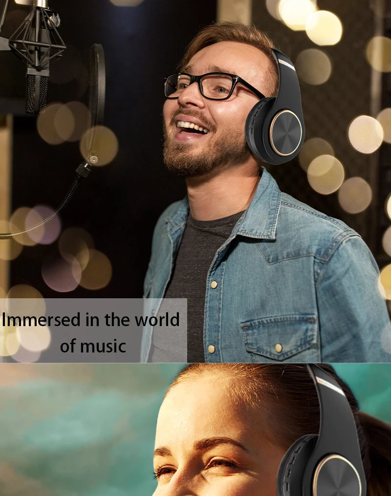 Over-ear Wireless Headphones Bluetooth 5.3 HiFi Stereo Low Latency Noise-canceling Headset Gaming Earphones with ENC Micphone