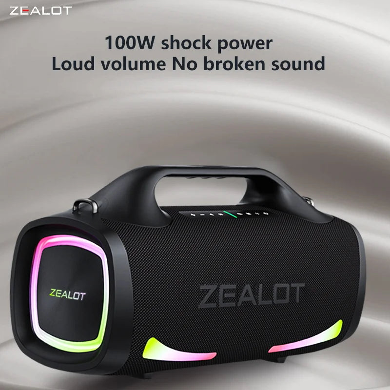 Zealot S79 100W Wireless Speaker, Portable Subwoofer Speaker, Hi-Fi Sound Quality, Dual Pairing, Fast Charging, 24000mAh.