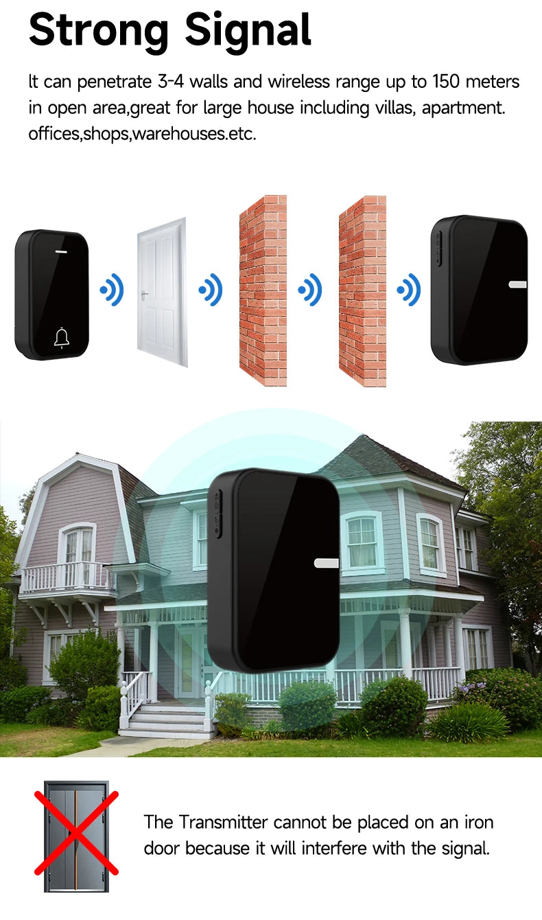 Acrylic Decoration Does Not Require Batteries Kinetic Energy Door Bell Household Waterproof Wireless Electronic Doorbell