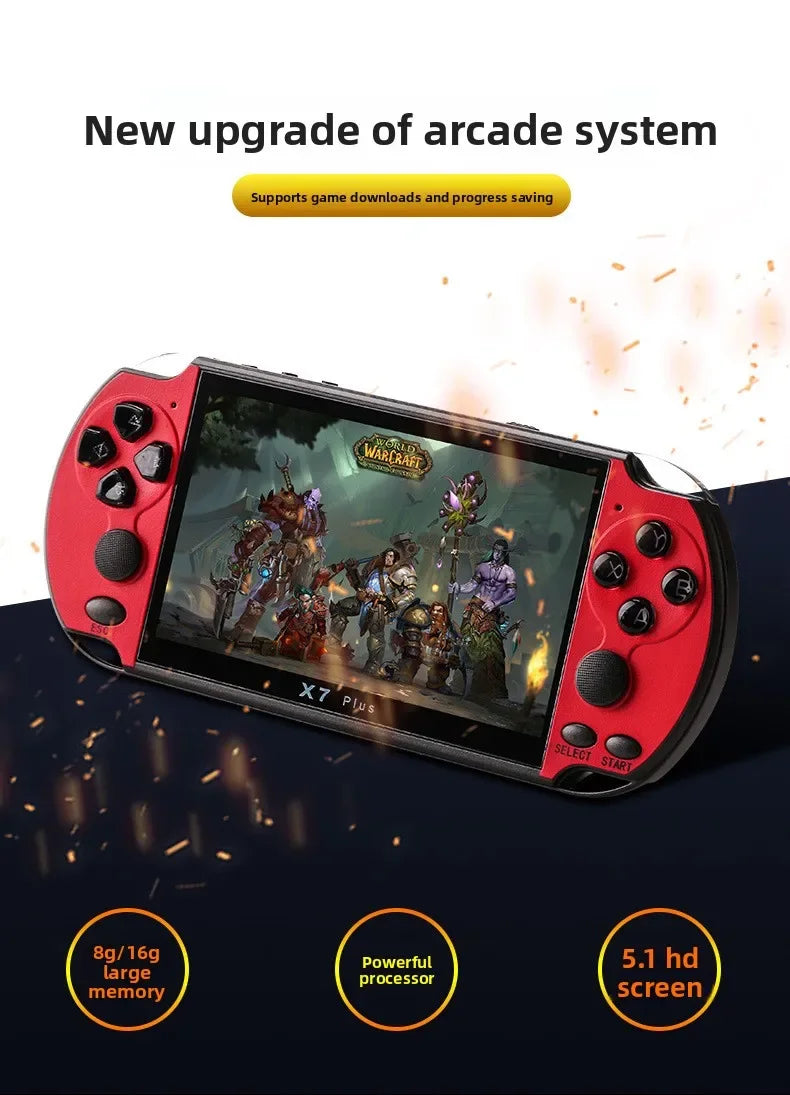 Nostalgic 8G double joystick PSP game console 5.1 inch high definition large screen x7 plus handheld game console