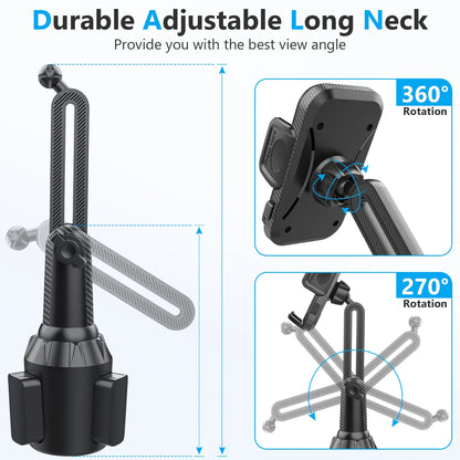 Car Cup Holder Phone Mount Universal for Car, Adjustable Stable Cell Phone Holder 360° Rotation Stand Fits 4-7 Inch Smartphones