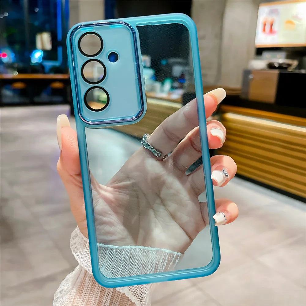 Phone Case For Samsung S23 Ultra S20 S21 FE S22 Plus M13 M33 M53 M14 M54 A31 Camera Protection Film Transparent Silicone Cover
