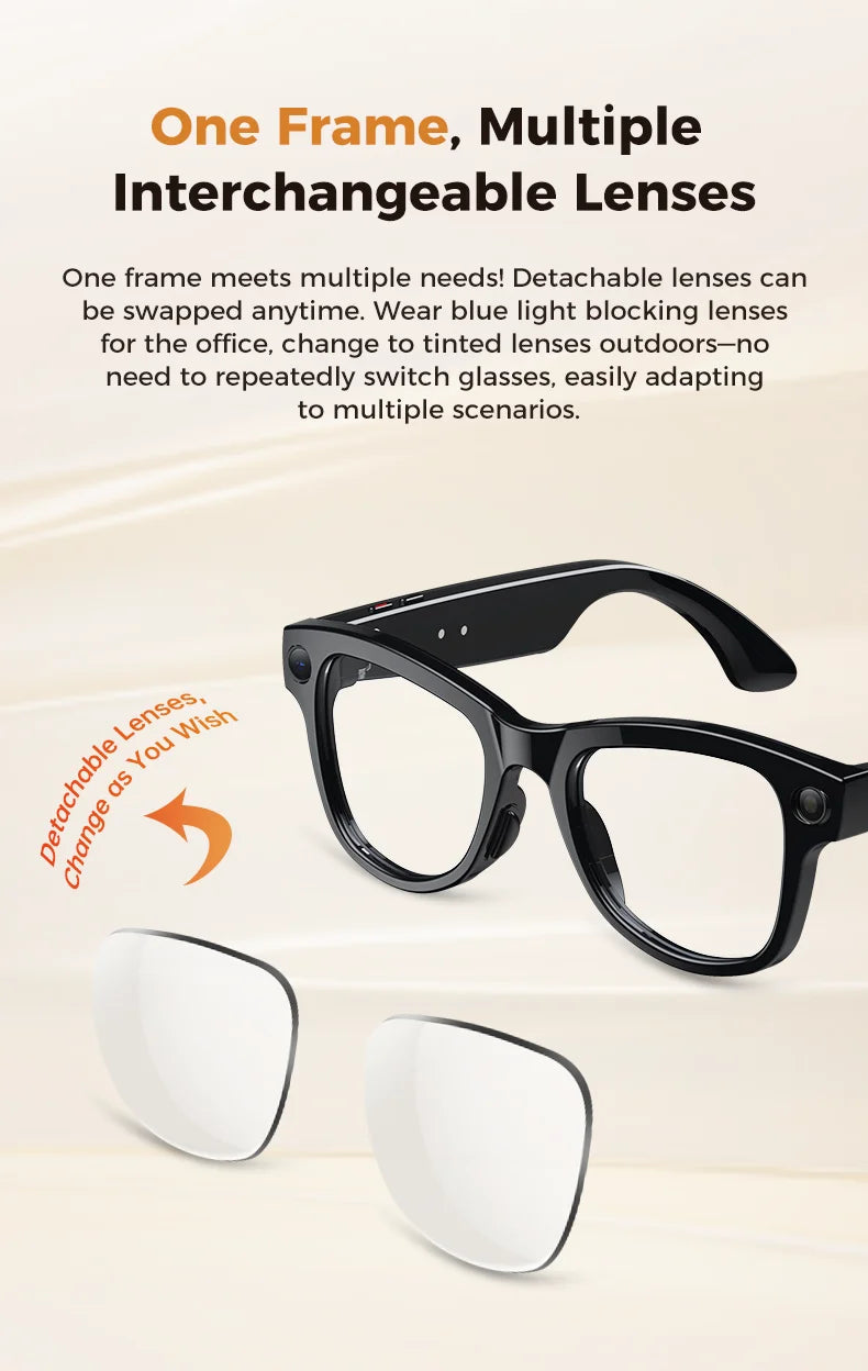 2026 New AI Smart Glasses Camera 30MP Photo 1200P Video Bluetooth Music Call WiFi Translation Voice Assistant Sunglasses Vlog HD