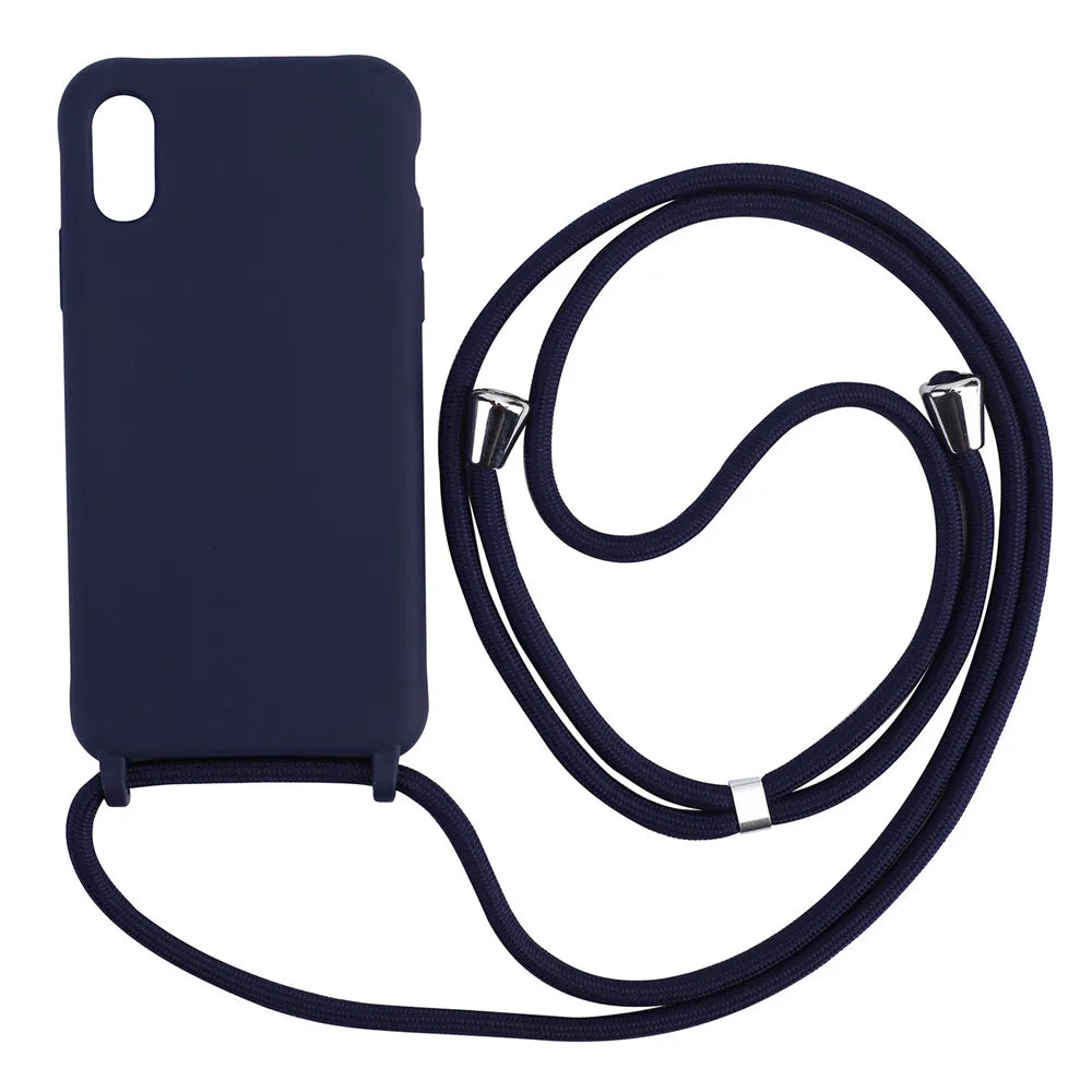 Strap Cord Silicone Phone Case For Samsung S22 S21 S23 S24 Ultra S20 FE S10 Plus Note 20 Plus Crossbody Necklace Lanyard Cover