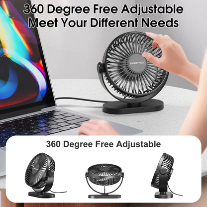 USB Fan Portable Desktop Wall Mounted Mini Electric Fan Mute 3 Speed Adjustment Air Circulator For Home Desk Office