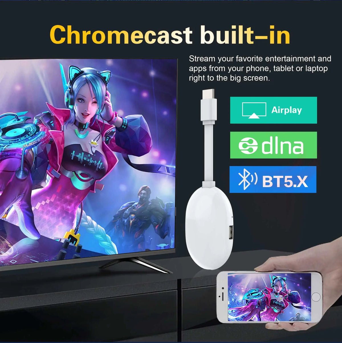 Q2 Ultra Android 14 TV Stick 4K Ultra HD Dual Band WiFi 2.4G/5G Bluetooth 5.0 Quad Core Smart Media Player Dongle