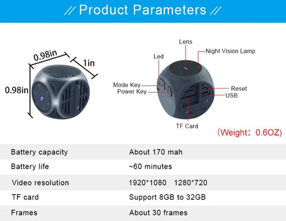 1080P HD Portable Very Small Camera Infrared Night Vision Motion Detect Video Cards Micro Secret Camcorder DVR Recorders Espiar
