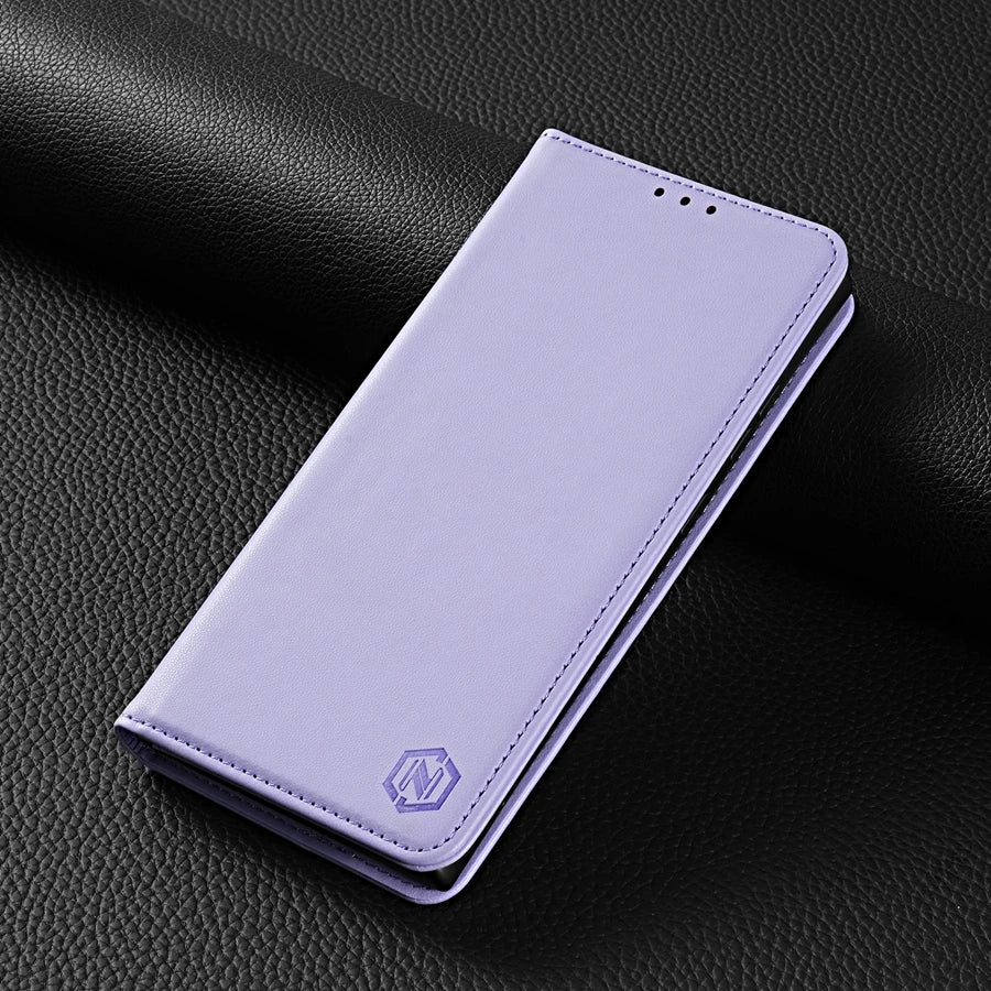 Wallet Skin Friendly Magnetic Slot Flip Leather Case For Samsung Galaxy S26 Ultra S25 Edge S24 FE S23 Plus S22 S21 S20FE S10+