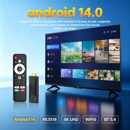 2026 New H96 MAX RK3518 TV Stick Android14 4K TV Box Android Quad Core RAM WiFi6 BT5.4 2GB 8GB/16GB Smart TV Box Voice Remote