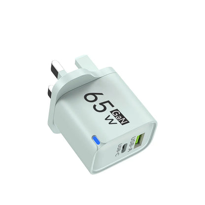65W USB-C Fast Charger PD Type-C Dual Ports Mobile Phones Charging Adapter EU US UK Plug For iPhone Samsung Xiaomi