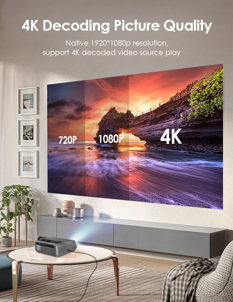 CAIWEI A10R Google TV 4K Projector 4000 ANSI Full HD 1080P Android 14 Home Theater for Movies Auto Focus Portable Projector Beam