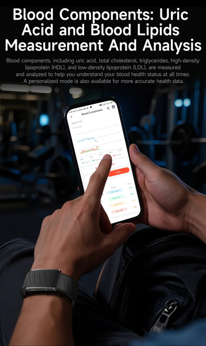 2026 New Nursing Grade Smart Bracelet VWAR MG SpO2 Blood Lipid Uric Acid ECG+PPG Waterproof NO Screen Band Sport Fitness Tracker