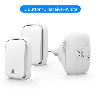 SIXWGH No Battery Self Powered Wireless Doorbell EU Plug Long Range Home Door Bell 38 Tunes 4 Volume Control