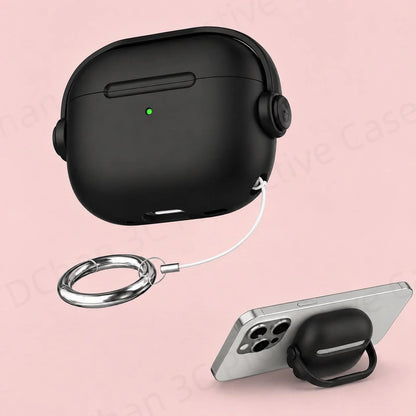For AirPod Pro3 Case With Lock Shockproof Protective Cover with Cleaner Kit For Airpod 4 Case For AirPods Pro 3 Phone Stand Case