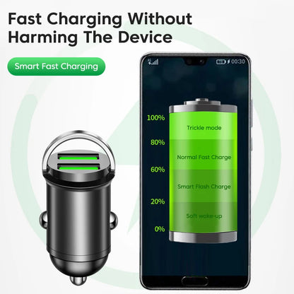 200W Dual USB Car Charger Fast Charging Pull Ring Car Phone Charger Adapter For iPhone Samsung Huawei Xiaomi Cigarette Lighter