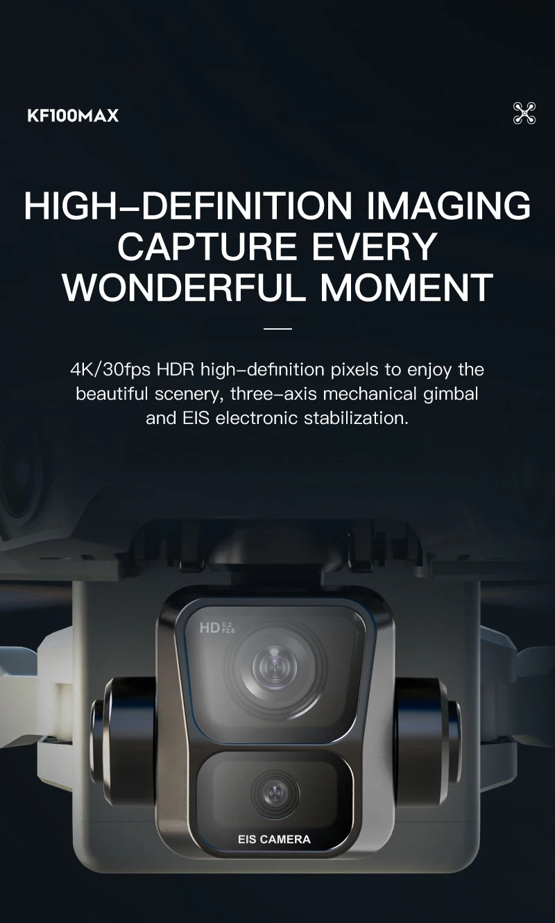 Teeggi KF100 MAX GPS RC with screen Drones With 4K HD Camera Profesional 3-Axis Gimbal obstacle avoidance 6KM Foldable RC Dron