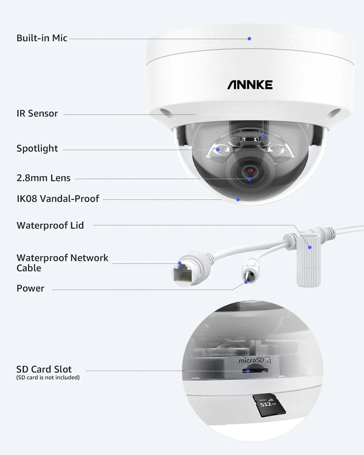 ANNKE 12MP Outdoor Smart Dual Light PoE Security Camera Color IR Night Vision Built-in Microphone IP67 Smart Home H.265+