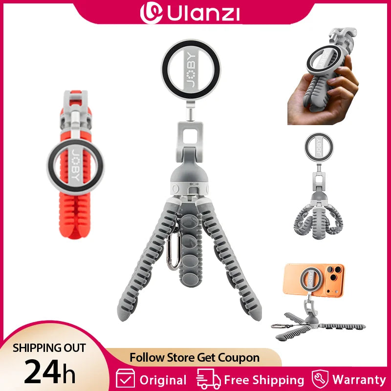 JOBY PZ01 PodZillaᵀᴹ Magnetic Octopus Suction Tripod with 360° Adjustable Flexible Tripod for Iphone 17 16 15 Android Car Vlog