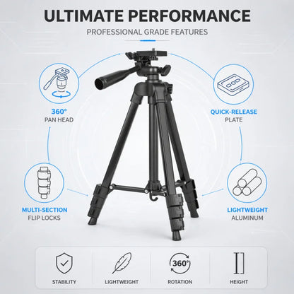 Camera Tripod Aluminum Professional Tripod Stand with Phone Mount Carry Bag for Camera Phone Photography