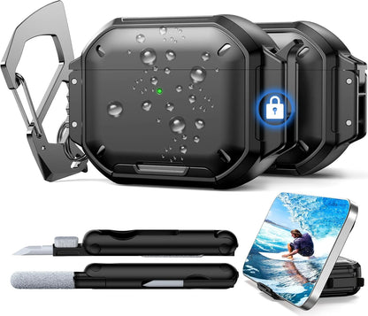 2026 for AirPod 5  Waterproof Case with Lock Sturdy Rugged Case Shockproof Headphone Case for AirPods Pro 3/4/5 Earbuds Cases