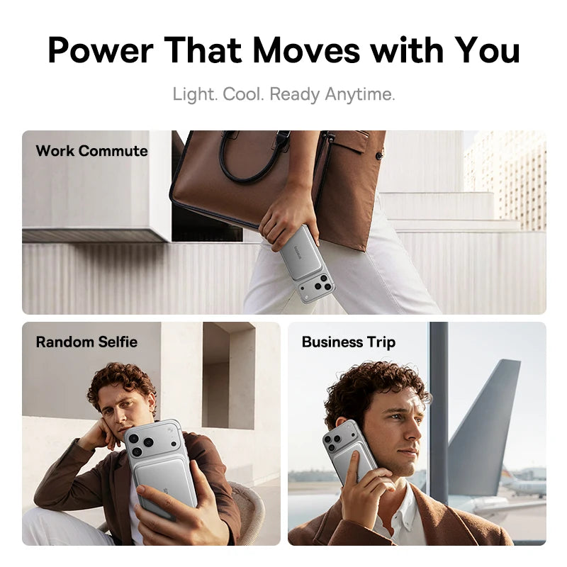 Baseus Qi2.2 Magnetic Power Bank 30W USB-C & 25W Wireless Charging 10000mAh Card-Slim NFC Battery Monitoring for iPhone Samsung