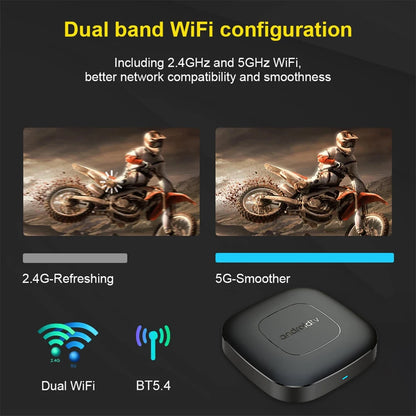 T1 Android 16 TV Box Support Dual Band Wifi BT5.4 8K HD Video Max Memory 128GB Voice Remote Suitable for Home TV Media Playback