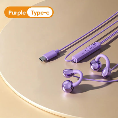Ear-clip Style Wired Headphones Type-C/3.5mm Wired Earphones With Mic Earclip Earbuds USB C Built in DAC Headset For iPhone17-15