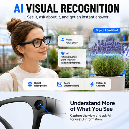 2026 Business Smart Glasses 13MP Camera AI Voice Assistant, Real-Time Translation, Meeting Notes, Live Streaming, Open-Ear Audio