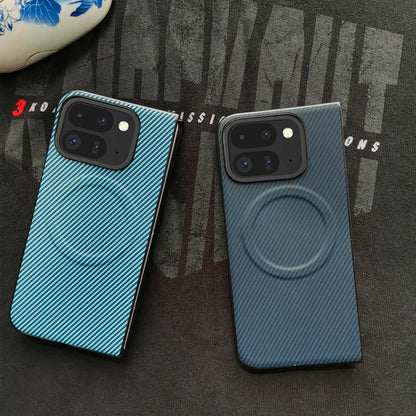 Magnetic Case for Google Pixel 10 9 Pro Fold Leather Carbon Fiber Texture Cover for Mag-safe Wireless Chagre Shell Phone Fundas