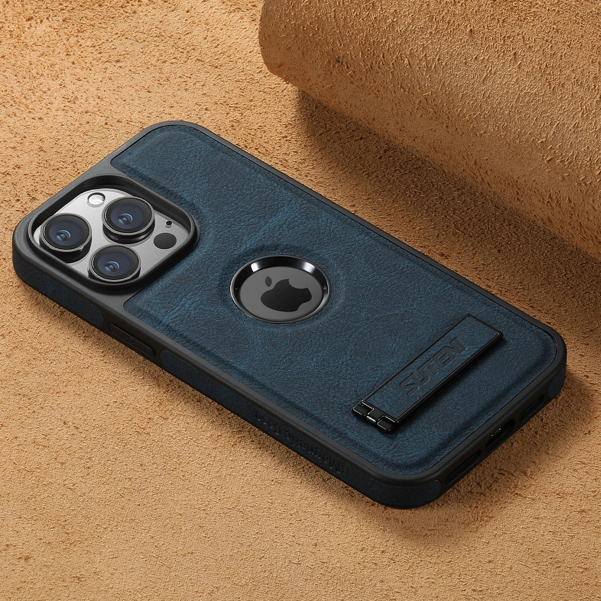 For Magsafe Invisible Bracket Cover For iPhone 12 13 14 15 16 17 18 Pro Max Magnetic Leather Phone Case For IPhone 17 18 Pro Max