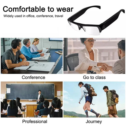 KEBIDUMEI Smart Camera Glasses 1080P HD Portable Wearable Audio&Video Recorder Eyeglass Support TF Card for Meeting Cycling Vlog