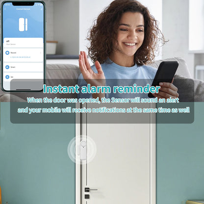 Tuya WiFi Bluetooth Door Window Sensor Alarm, Smart Home Security Contact Sensor Works with Alexa Google Assistant