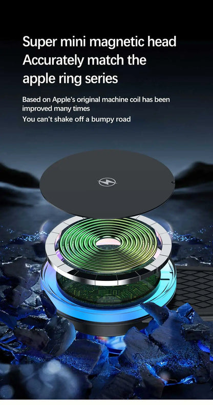 AIXXCO Car Phone Holder Magnetic Wireless Charger 15W Fast Charging Car Charger Holder For iPhone 16 15 14 13 Pro Max