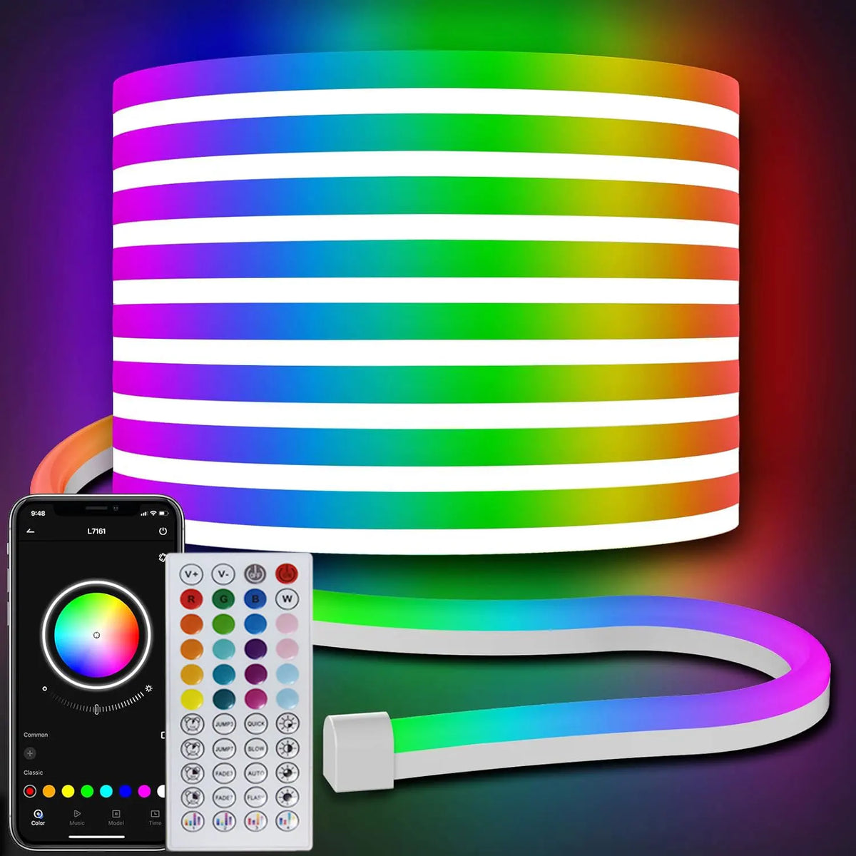 24V Neon Rgb Led Strip Light Remote Control Waterproof Outdoor 5M 10M 15M 20 Meter 30M Led Flexible Neon Rope Ribbon Tape Band