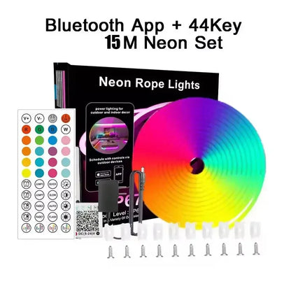 24V Neon Rgb Led Strip Light Remote Control Waterproof Outdoor 5M 10M 15M 20 Meter 30M Led Flexible Neon Rope Ribbon Tape Band