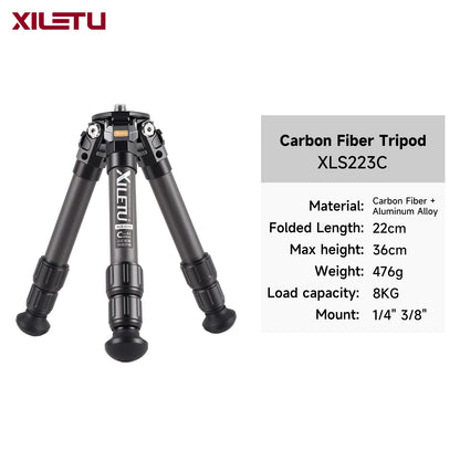 XILETU Lightweight Stable Carbon Fiber Tripod w 360° Rotation Detachable Ball Head Mini Tabletop Stand For Digital Cameras DSLRS