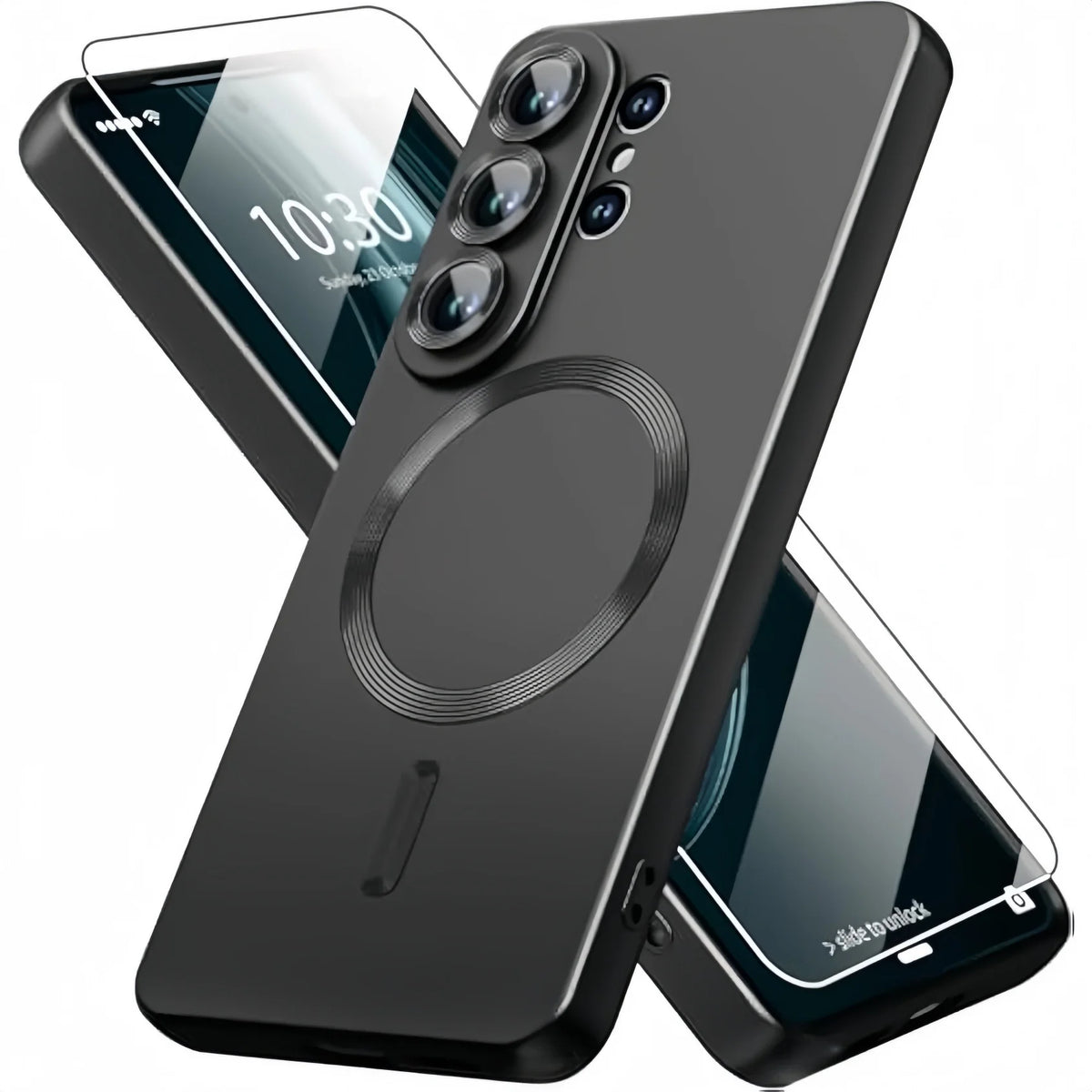 Magnetic for Samsung Galaxy S26 Ultra/S26+/S26 Phone Case with Screen & Camera Protector,Metallic Glossy Luxury Shockproof Slimi