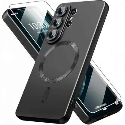 Magnetic for Samsung Galaxy S26 Ultra/S26+/S26 Phone Case with Screen & Camera Protector,Metallic Glossy Luxury Shockproof Slimi