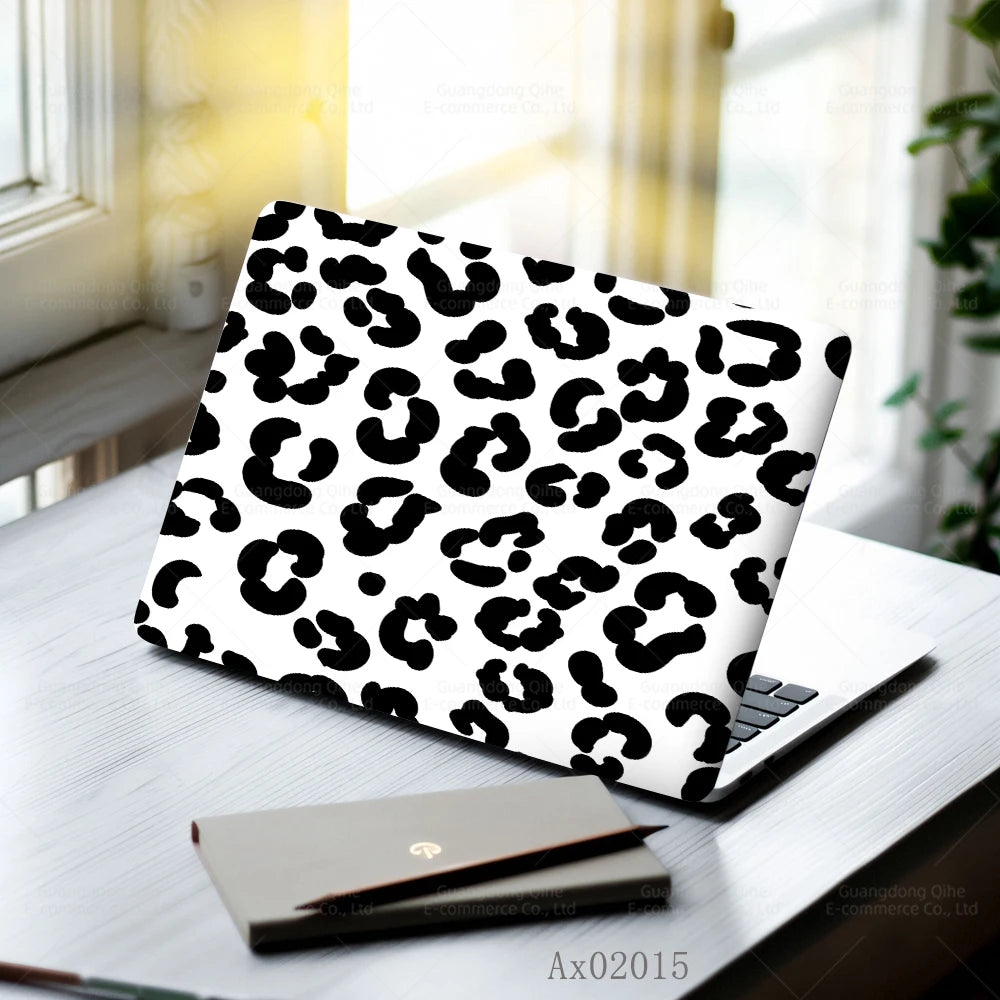2 pcs Aesthetic Light Leopard Laptop Stickers Set Self-Adhesive Removable Laptop Covers for MacBook Notebook Protective Skins