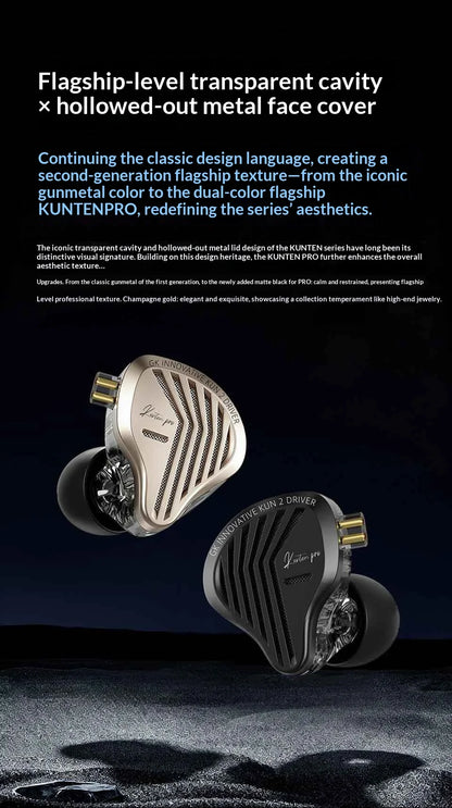 Genuine GK KUNTEN PRO HiFi In Ear Earphones Second Generation Dynamic Driver Long Stroke Bass Wired Headset For Music Audiophile