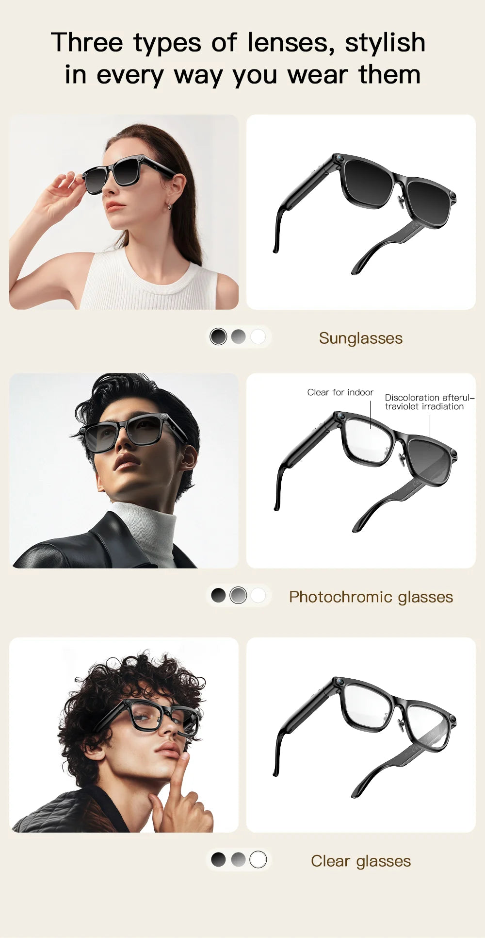 AI Smart Glasses ChatGPT Powered AI Assistant 13MP Camera Real Time Translation Smart Eyewear Bluetooth 5.4 Wearable Glasses