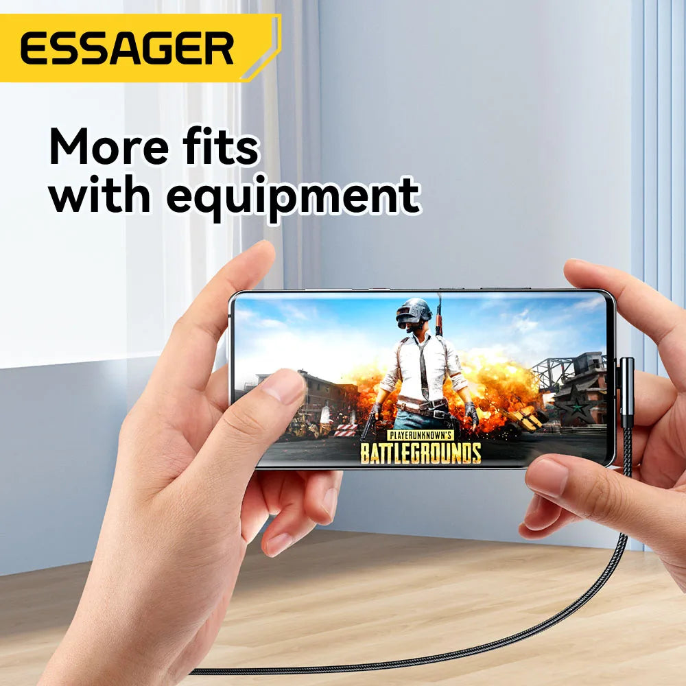 Essager PD100W USB Type C Cable 90 Degree 5A Fasting Charing For iPhone Xiaomi Samsung Huawei Laptops LED Digital Display Cable