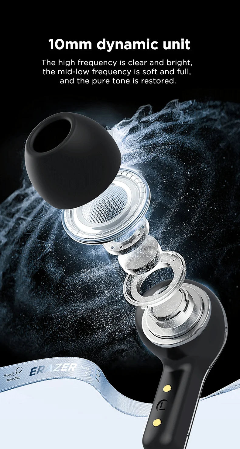 Low Latency Earphones ERAZER XP16 Wireless Earbuds AI Translation High-definition LCD Display For Music Sports Gaming Office
