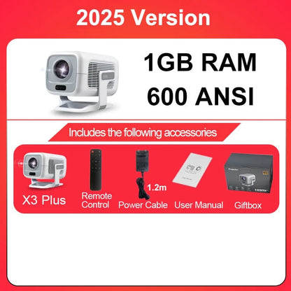 2026 Huaweishi X3 Plus Projector Android 4K Native Portable 1080P Auto Focus Video Home Cinema Outdoor HD LED HY320 Projetor