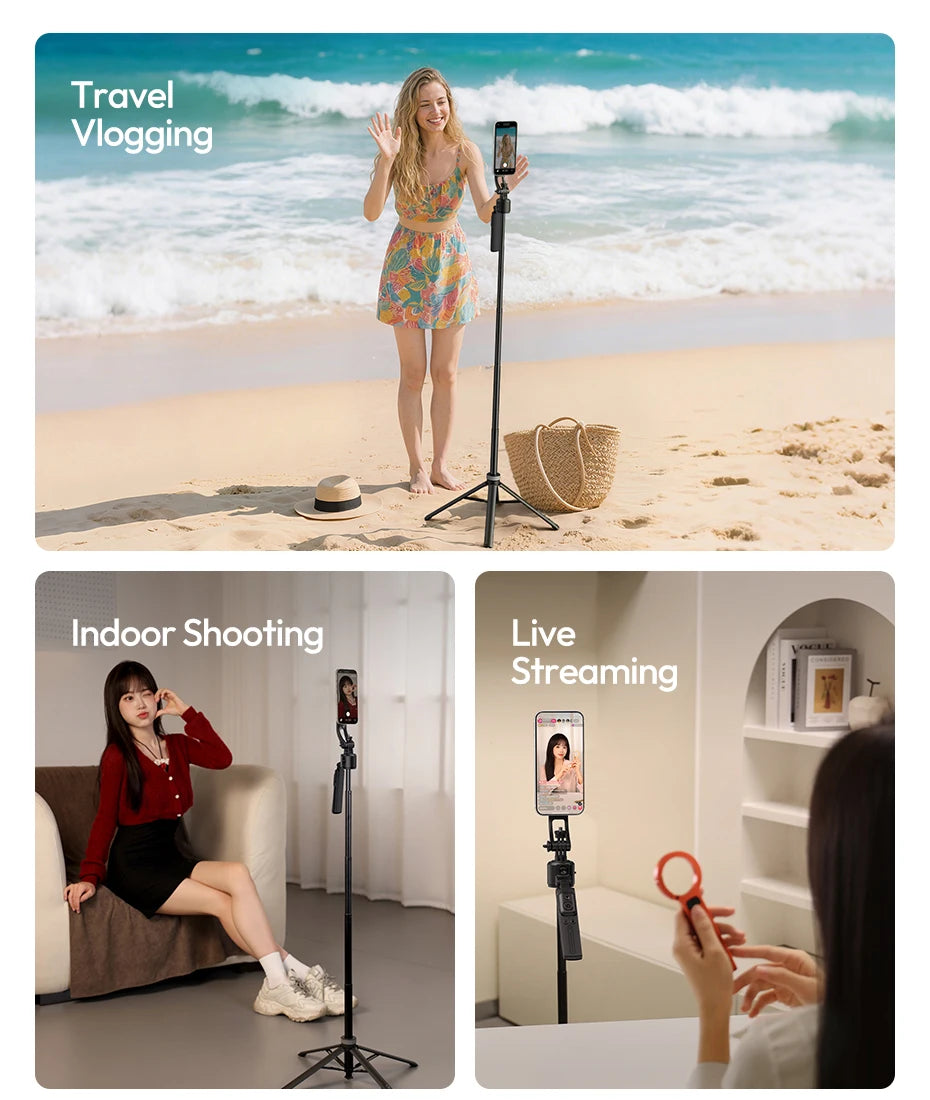 Ulanzi TT23M Magnetic Auto-Tracking Selfie Stick Tripod Smart Face Tracking Selfie Stick Ground Tripod for Outdoor Travel Vlog