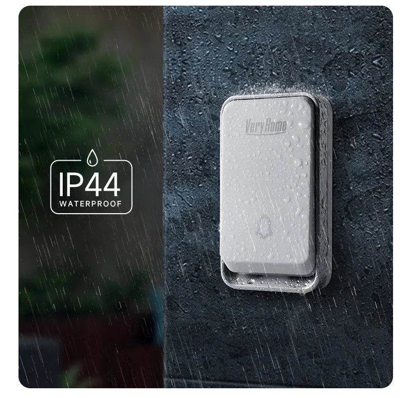 Wireless Doorbell Self-Powered No Battery Waterproof IP44 Wide Voltage 110-240V Global Plugs Long Range Remote Control CE
