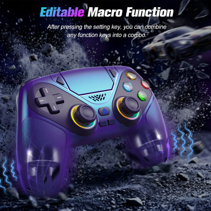 RGB Gamepad For Playstation 5/PS5 Pro/Slim/PC Wireless PS5 Controller 3D Game Joystick Dual Vibration Macro/Turbo Function