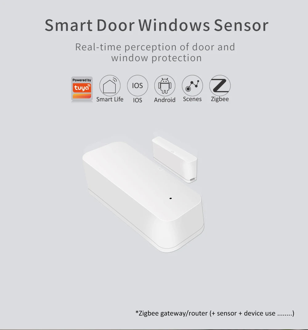 Tuya Zigbee Door Sensor Contact Sensor Open Closed Detector Smart Home Alarm Security Protection Work with Smart Life